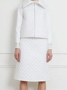 Joeffer Caoc Womens White Quilted A-Line Skirt Size 4 NWT Lightweight Modern